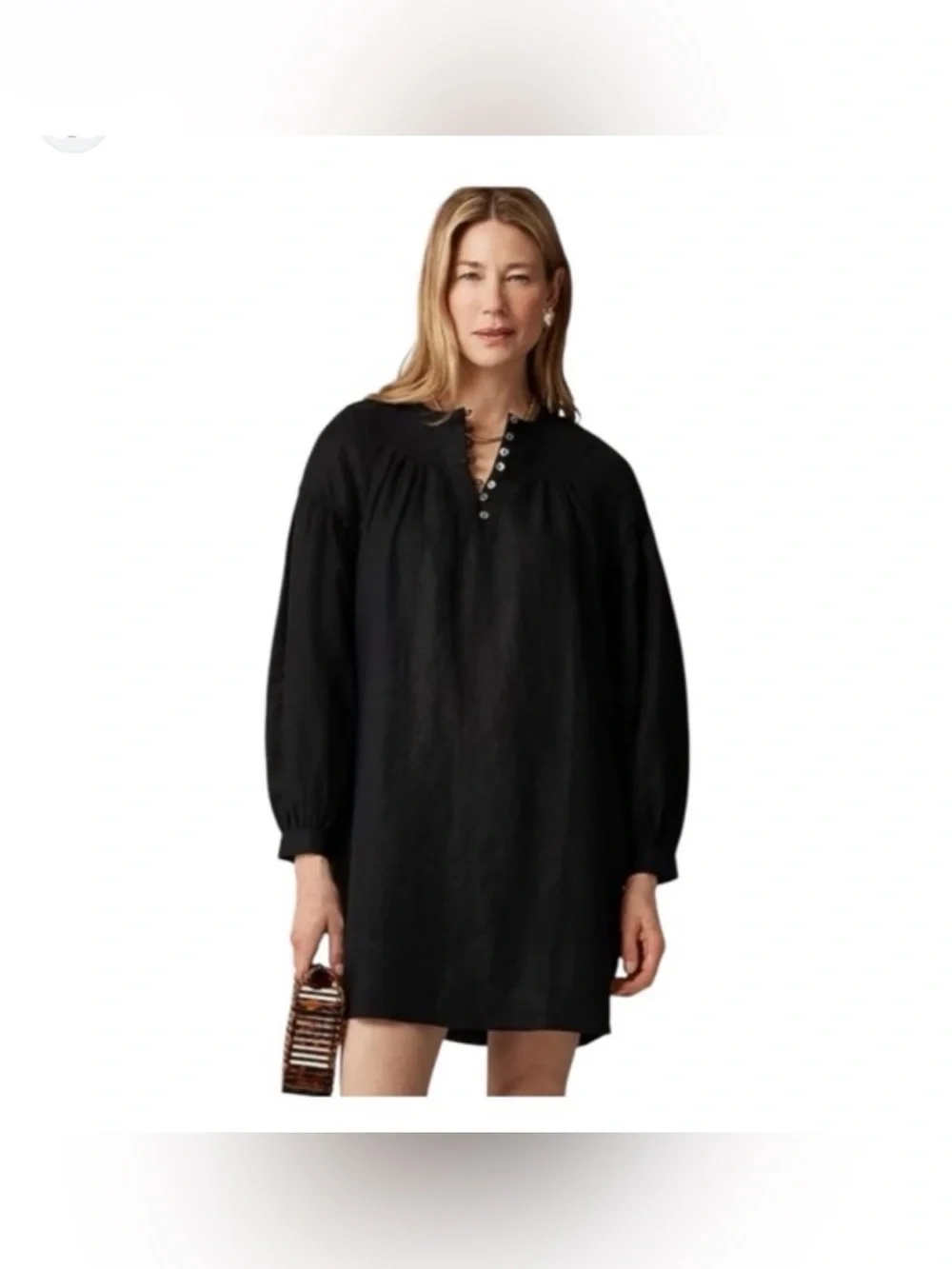J. Crew Black Button-Front Tunic